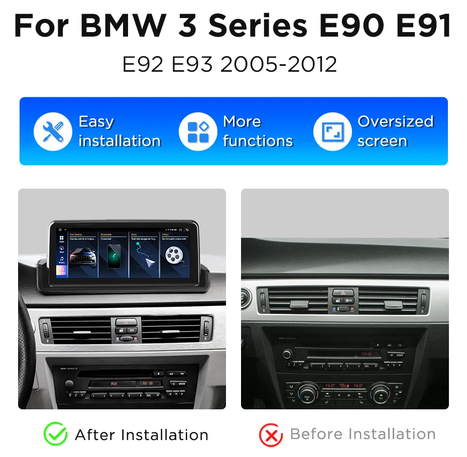 Junsun CarPlay For Apple Car Radio Multimedia For BMW E90 E91 E92 E93 2005-2012 Bluetooth Wireless Android Auto 4G GPS Stereo