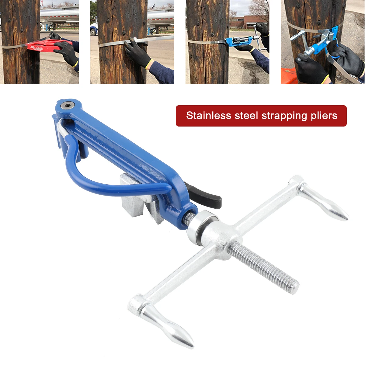 Strapping Pliers Screw Fastening Cable Ties Banding Cutting Tool Stainless Steel