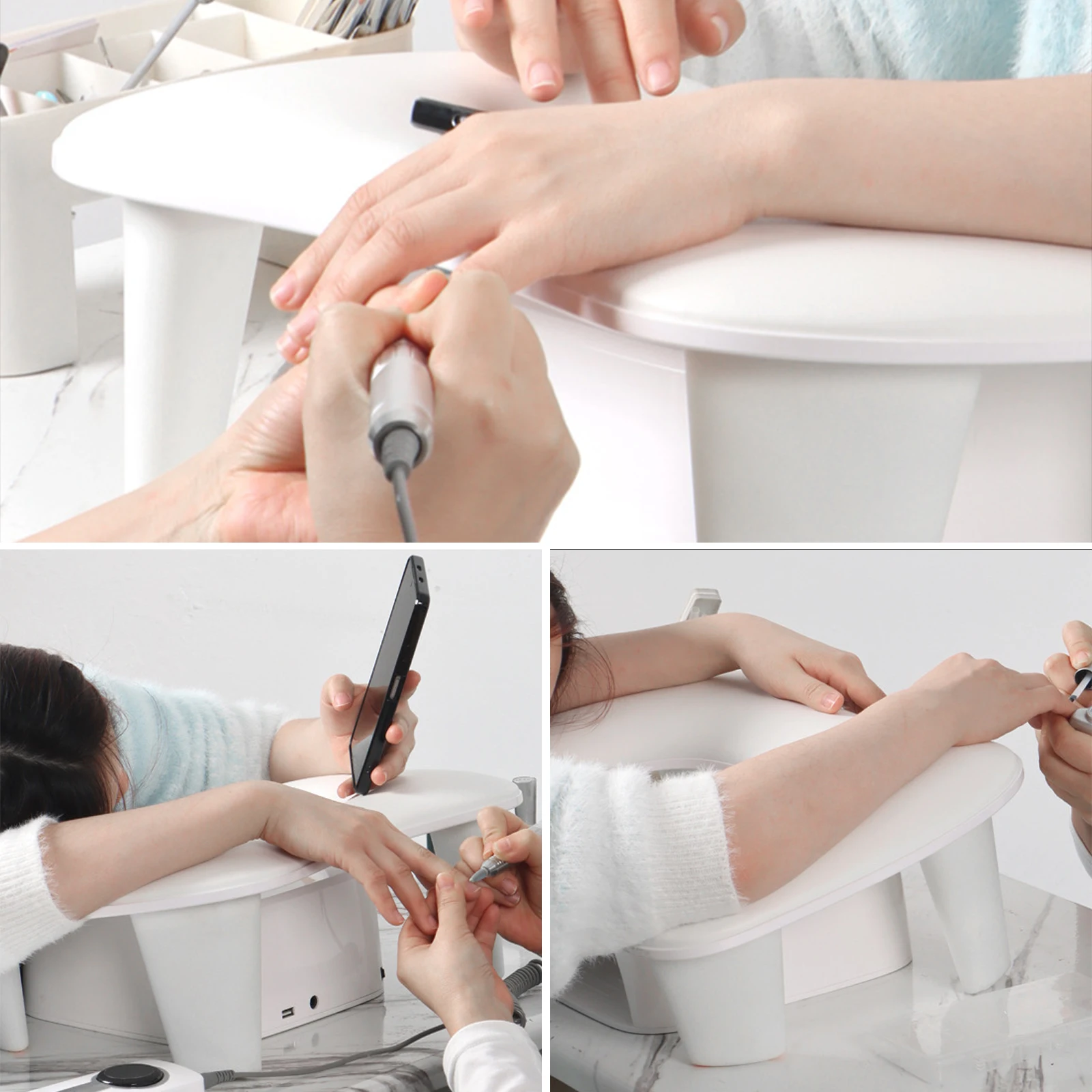Nail Hand Pillow PU Material Hand Pillow Manicure Tilt Design Stand Portable Removable Stand, for Nail Art Shops and DIY Nails