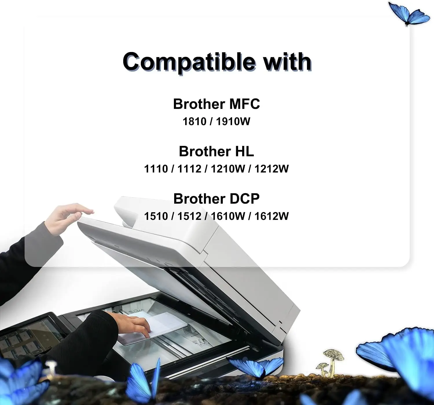 Jhaan TN1050 Toner Compatible with Brother TN1050 TN-1050 for Brother DCP-1510 1510E 1512 1512A 1512E 1601 1610W 1612 1612W 1616