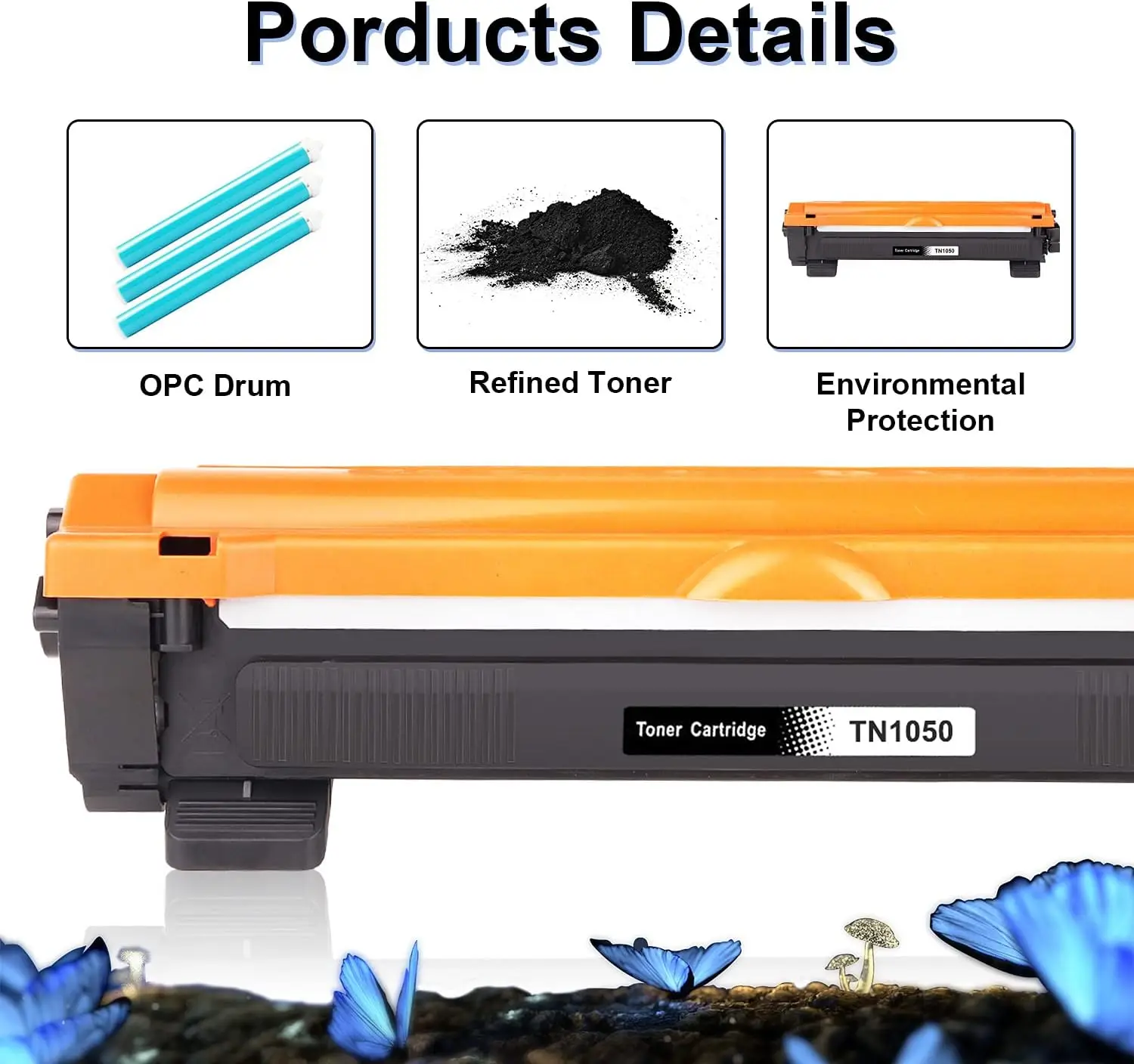 Jhaan TN1050 Toner Compatible with Brother TN1050 TN-1050 for Brother DCP-1510 1510E 1512 1512A 1512E 1601 1610W 1612 1612W 1616