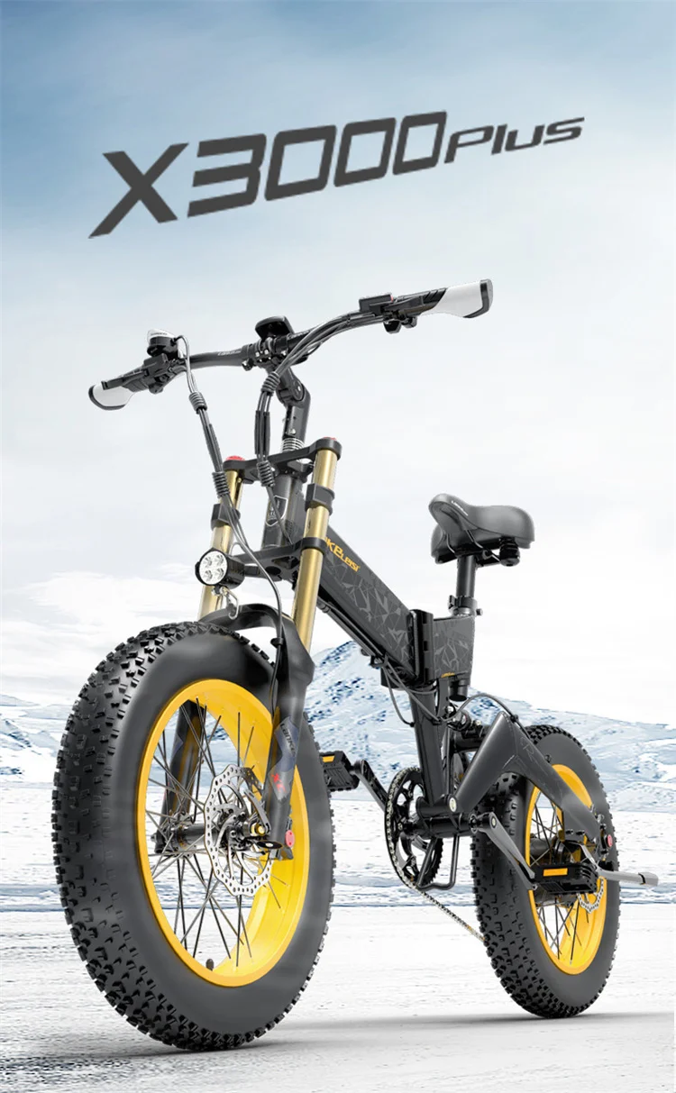 LANKELEISI X3000Plus Electric Bicycle 1000W Motor 48V17.5AH Lithium Battery Electric Bike Aldult 20*4.0Inch Fat Tire City E-Bike