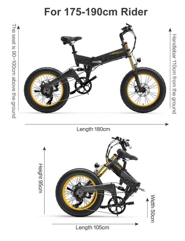 LANKELEISI X3000Plus Electric Bicycle 1000W Motor 48V17.5AH Lithium Battery Electric Bike Aldult 20*4.0Inch Fat Tire City E-Bike