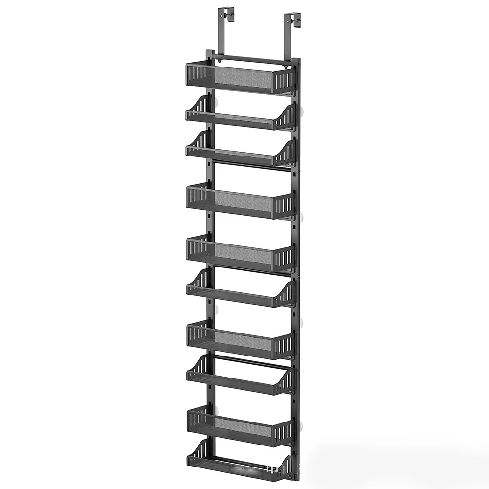 10 Layers Kitchen Door Storage Rack Without Punching Pantry Door Hanging Storage Basket Adjustable Hanging Shelf Door Back Rack