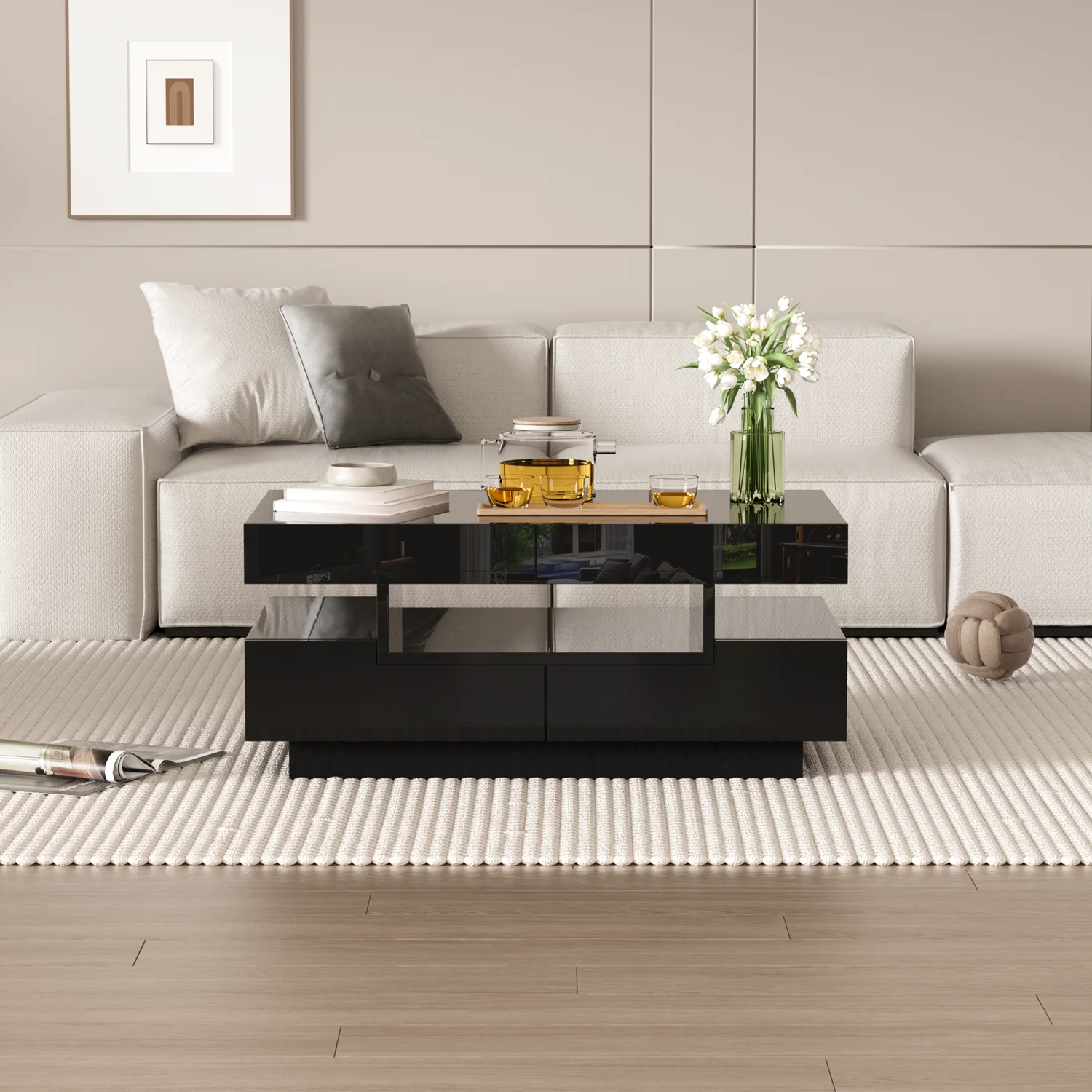 Coffee Table Rectangular Coffee Table Living Room Table Modern High Gloss Rectangular Coffee Table Tea Table Storage Living Room