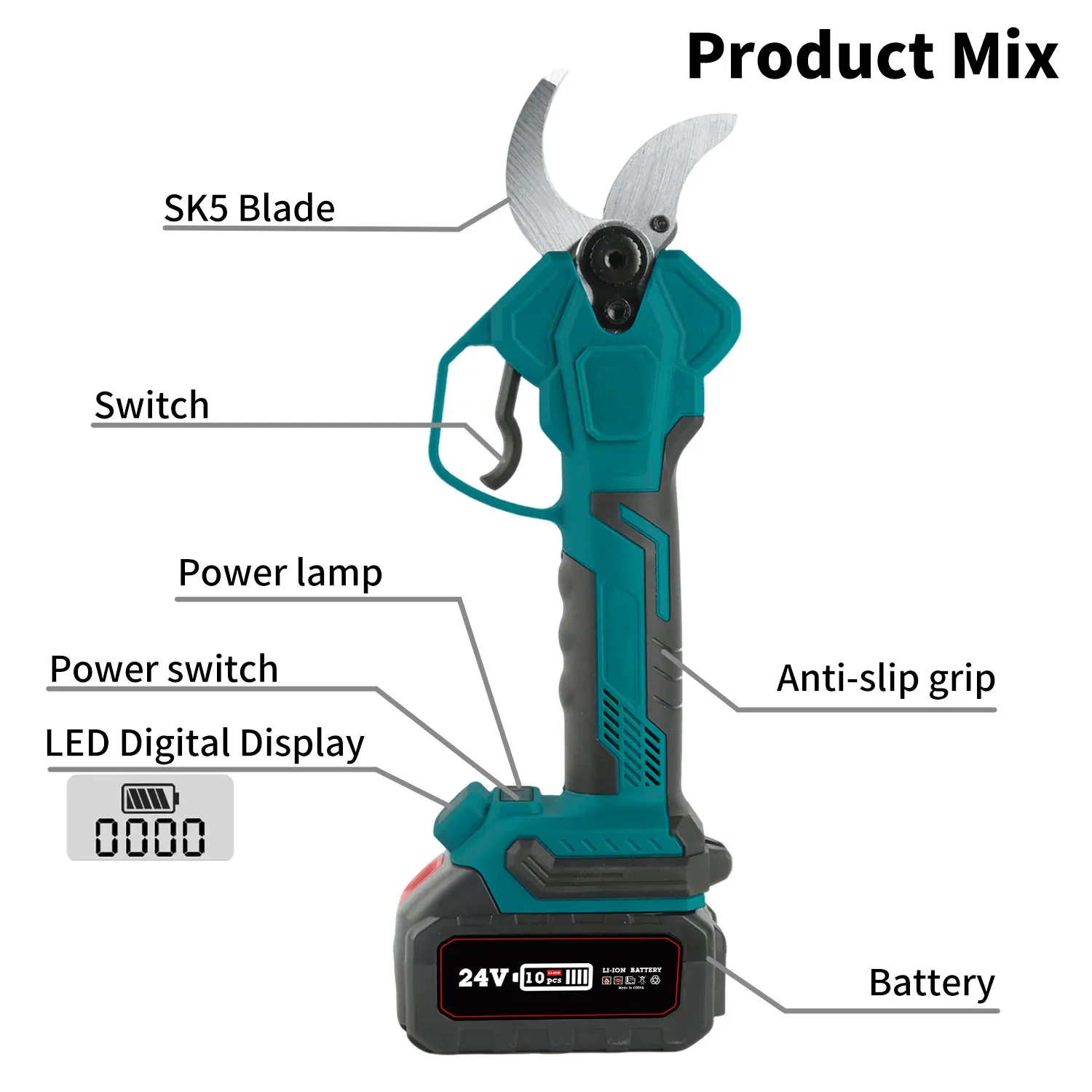 45mm Brushless Electric Pruner Shear 4 Gear Efficient Rechargeable Garden Beautify Tools For Makita 18V Battery