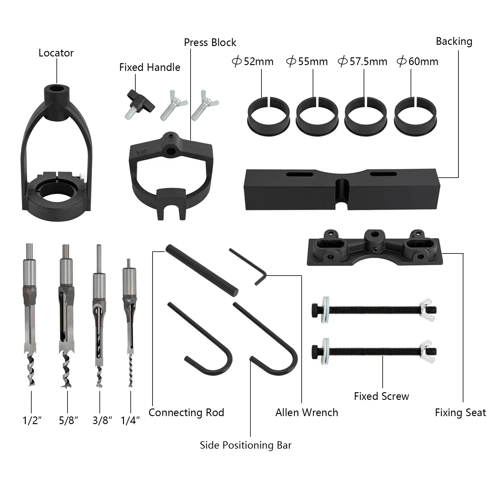4inch Max Board Height Drill Press Mortising Attachment 2.5inch Max Width Mortise Machine Kit 1/4-1/2inch Tenon Drills