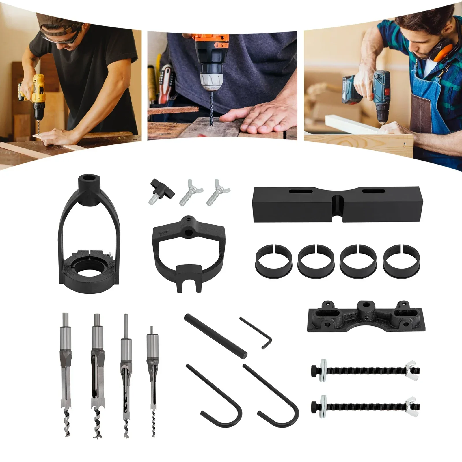 4inch Max Board Height Drill Press Mortising Attachment 2.5inch Max Width Mortise Machine Kit 1/4-1/2inch Tenon Drills