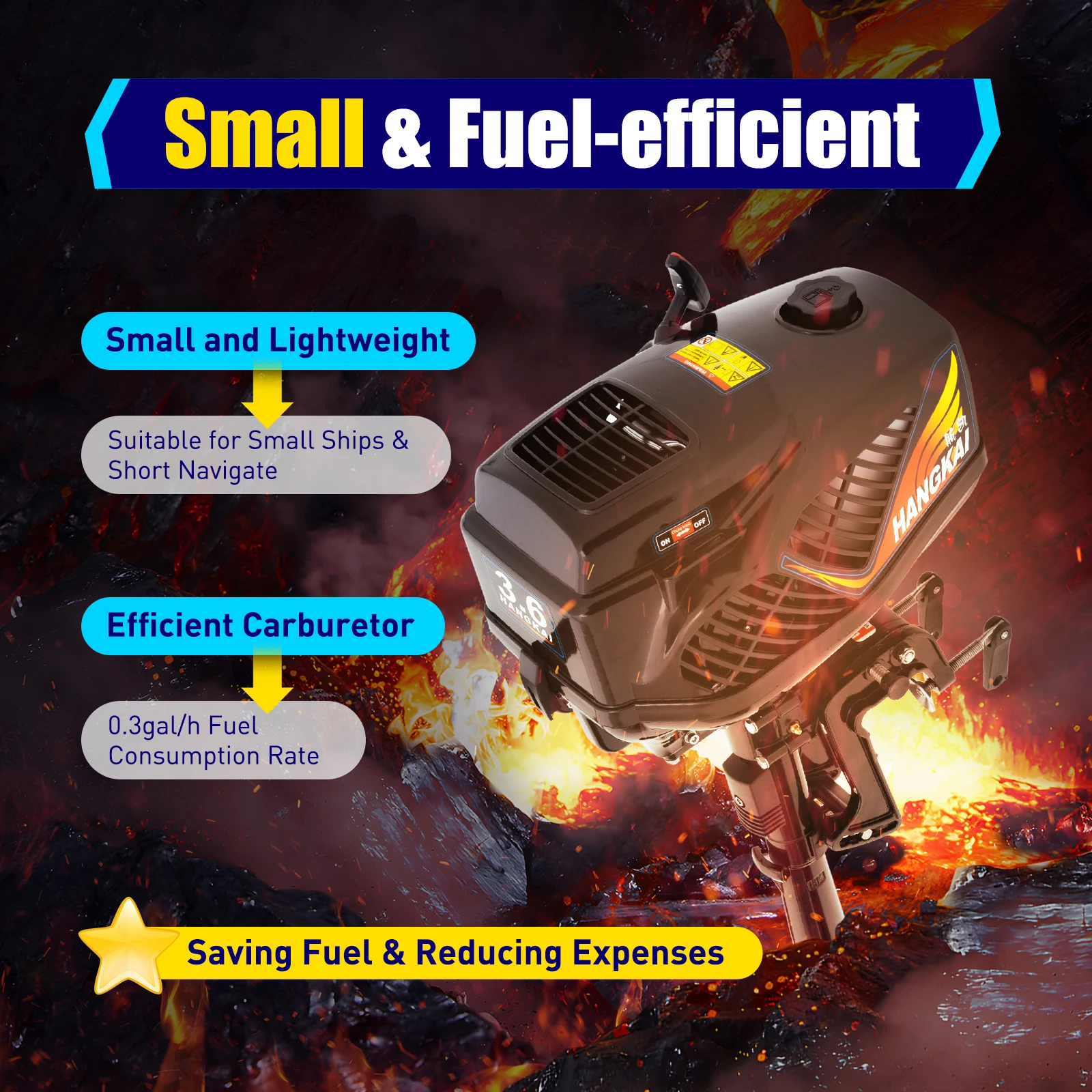 55CC 2 Stroke Outboard Motor 2.6KW outboard Fishing Boat Motor Engine with Air Cooling for Inflatable Boat Kayak Canoe Sailboat