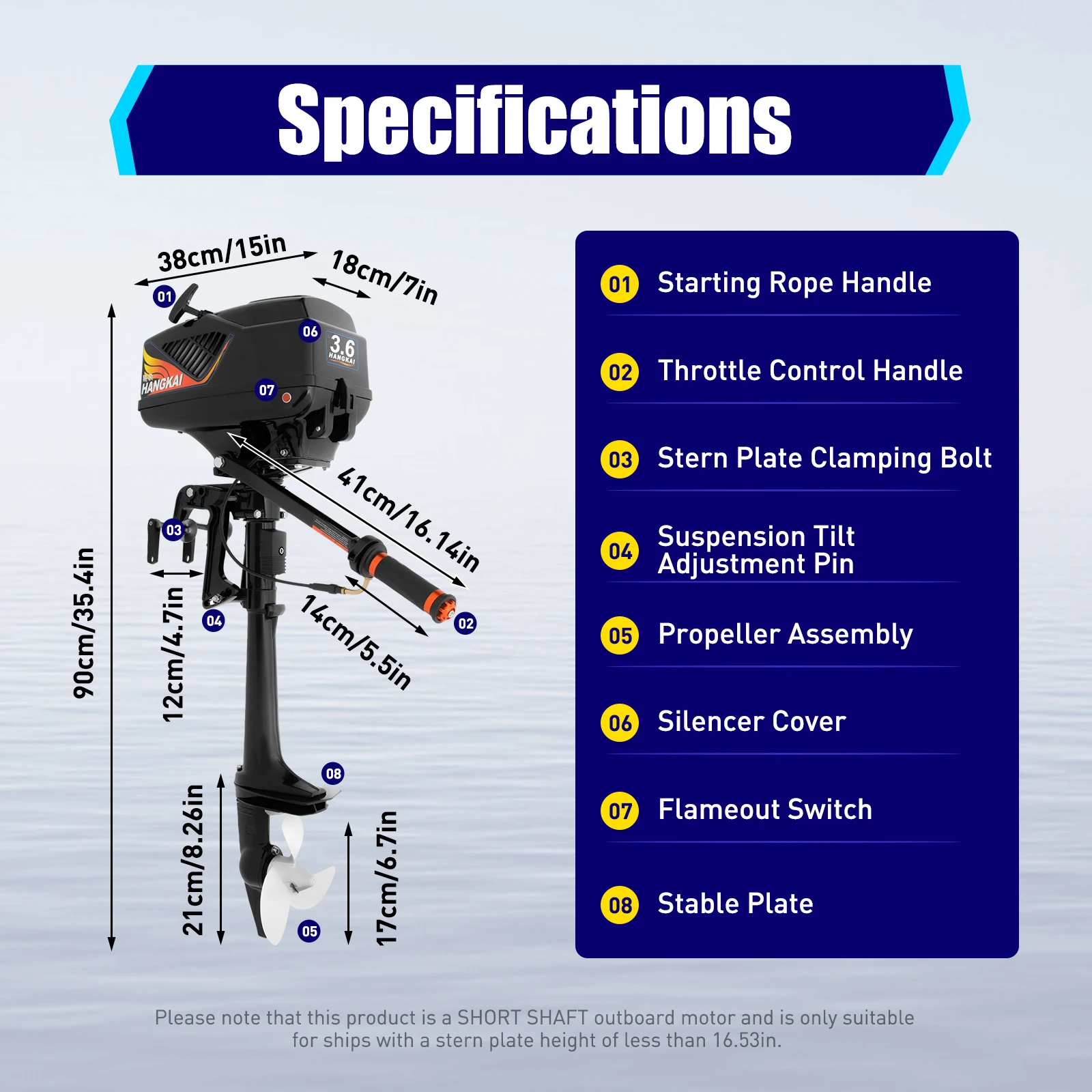 55CC 2 Stroke Outboard Motor 2.6KW outboard Fishing Boat Motor Engine with Air Cooling for Inflatable Boat Kayak Canoe Sailboat