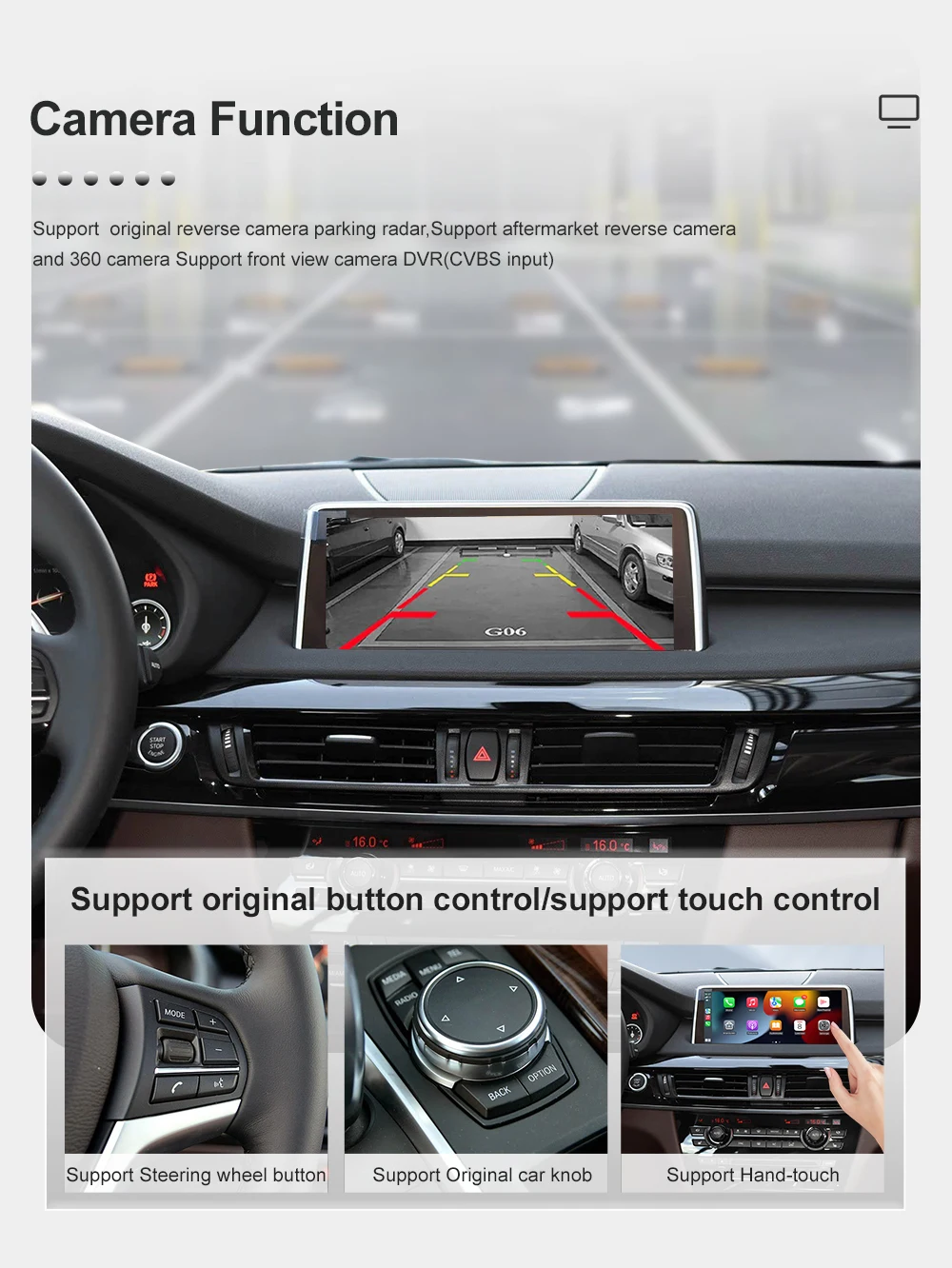 REEIIO For BMW X5 X6 F15 F16 F85 F86 F70 E71 E72 NBT CIC Wireless CarPlay Support for Android Auto AirPlay Mirroring Camera