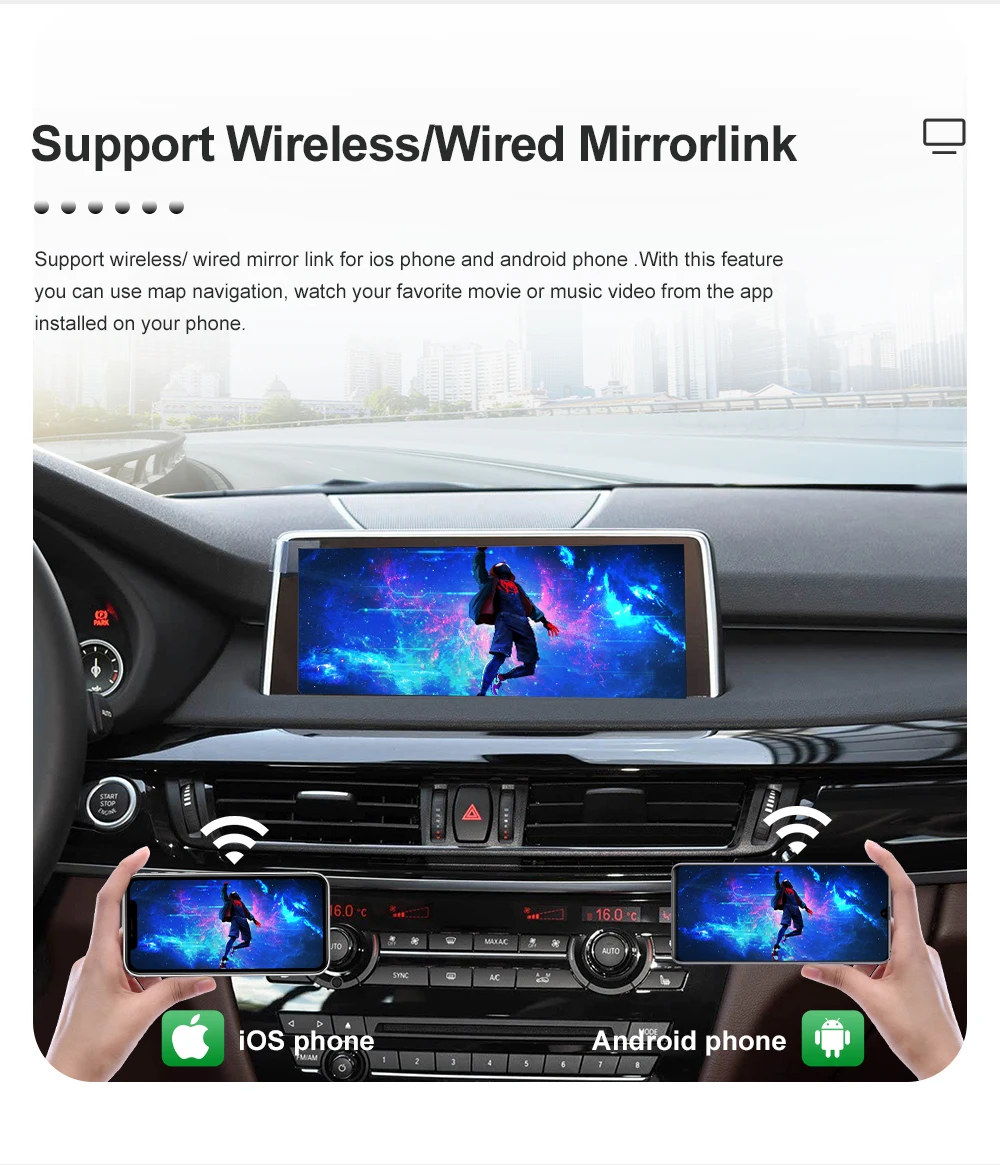 REEIIO For BMW X5 X6 F15 F16 F85 F86 F70 E71 E72 NBT CIC Wireless CarPlay Support for Android Auto AirPlay Mirroring Camera