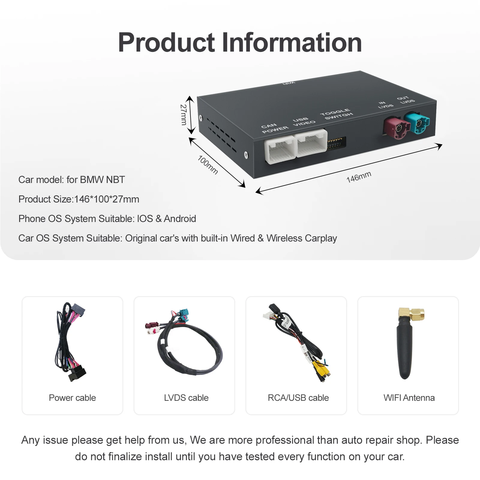 REEIIO For BMW X5 X6 F15 F16 F85 F86 F70 E71 E72 NBT CIC Wireless CarPlay Support for Android Auto AirPlay Mirroring Camera