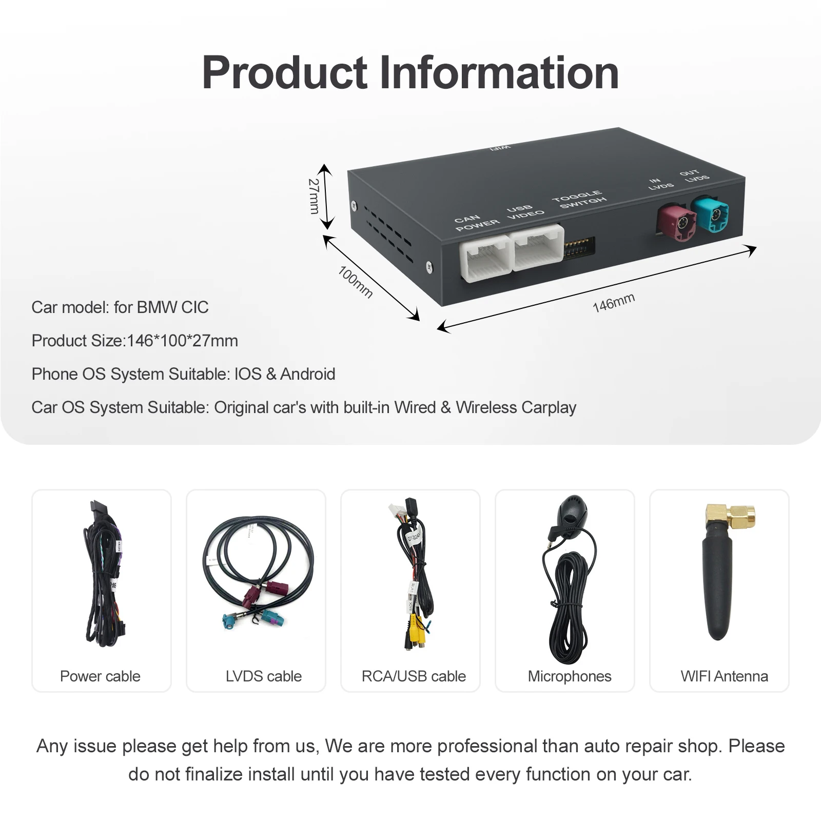 REEIIO For BMW X5 X6 F15 F16 F85 F86 F70 E71 E72 NBT CIC Wireless CarPlay Support for Android Auto AirPlay Mirroring Camera