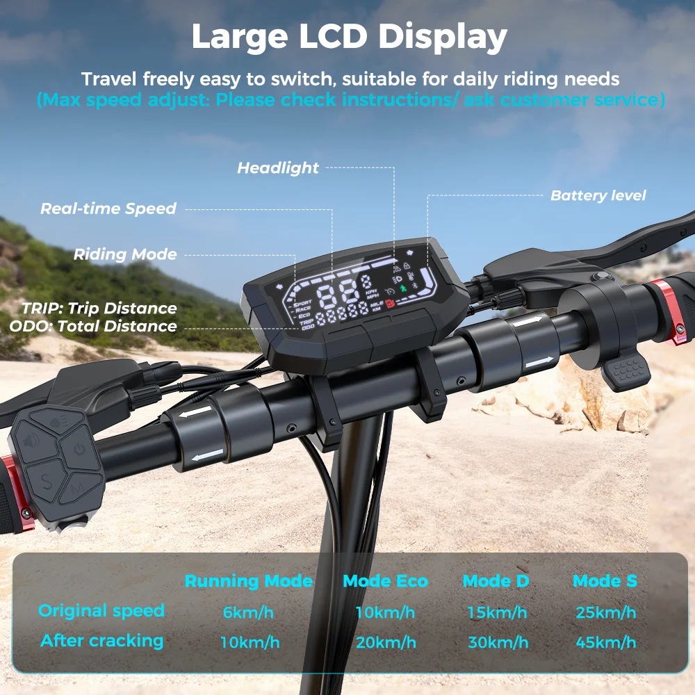 W9 10 inch Off Road Electric Scooter 1000W Rear Motor 48V14Ah Battery 45km/h 35-45KM Range Dual Disc Brakes With APP E Scooter