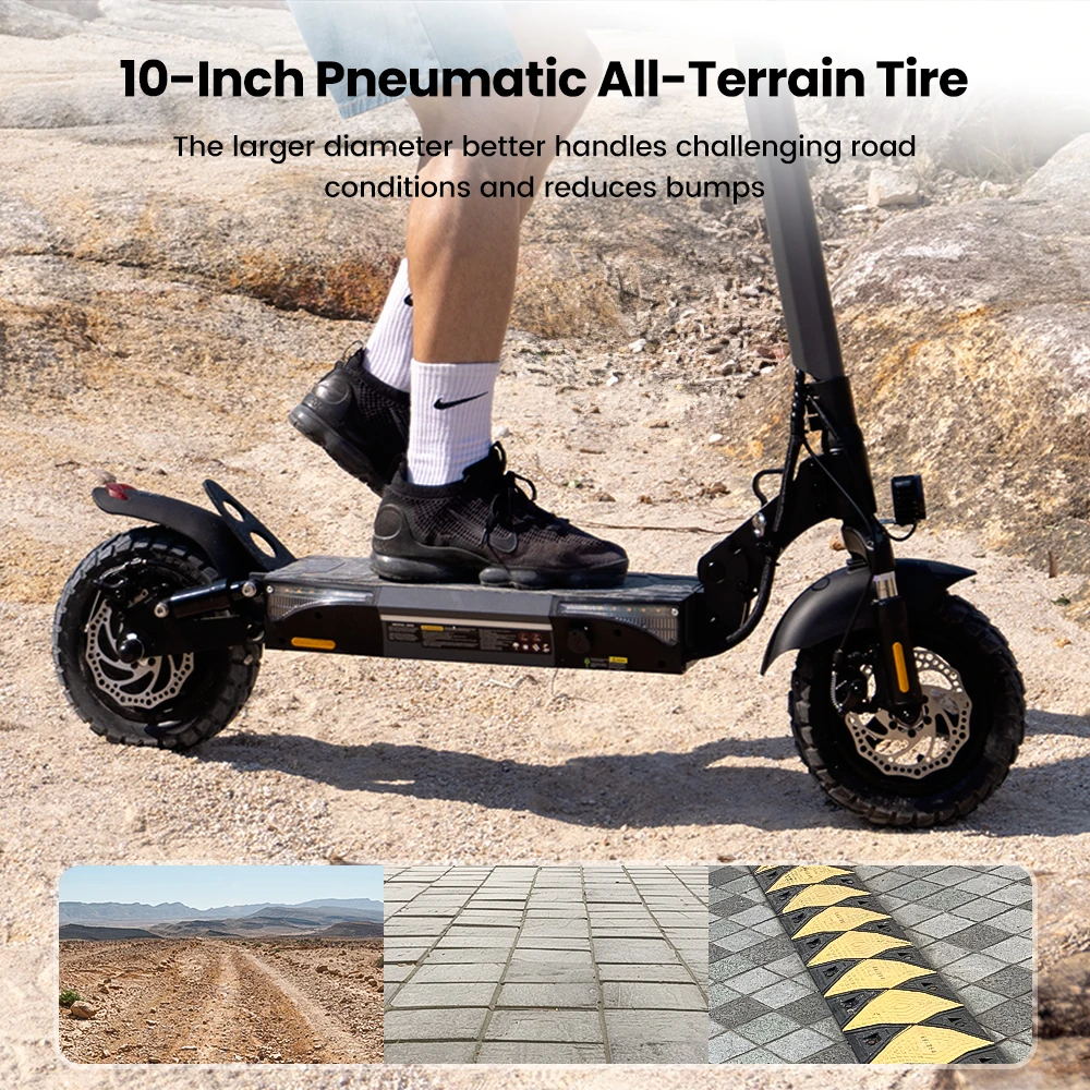 W9 10 inch Off Road Electric Scooter 1000W Rear Motor 48V14Ah Battery 45km/h 35-45KM Range Dual Disc Brakes With APP E Scooter
