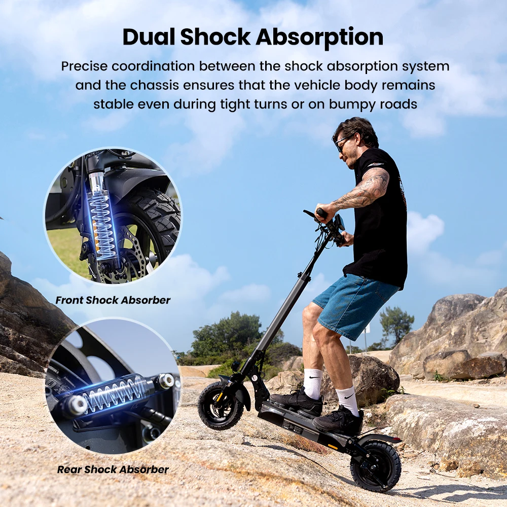 W9 10 inch Off Road Electric Scooter 1000W Rear Motor 48V14Ah Battery 45km/h 35-45KM Range Dual Disc Brakes With APP E Scooter