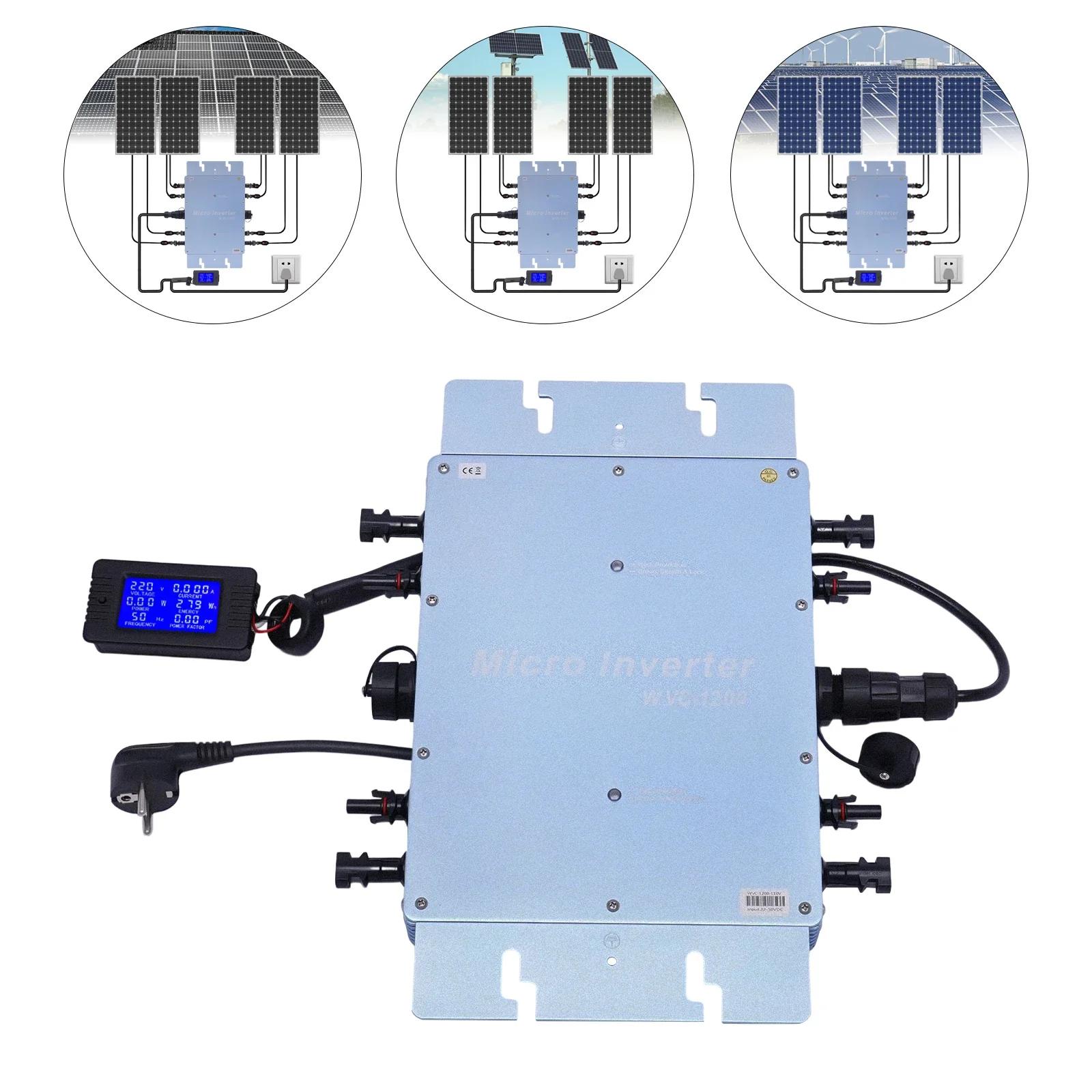 1200W Micro Inverter 92.5% Efficiency Solar Power Inverter IP65 Waterproof 1150W Grid-Tie Inverter for Residential/Commercial
