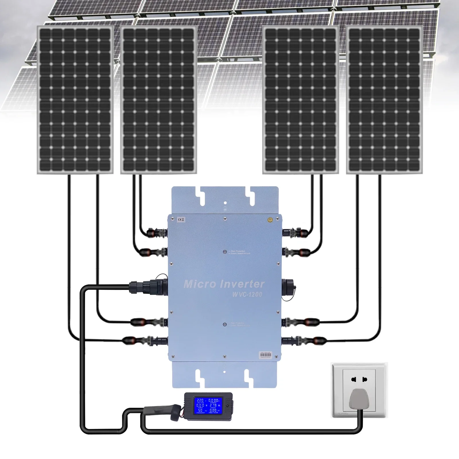 1200W Micro Inverter 92.5% Efficiency Solar Power Inverter IP65 Waterproof 1150W Grid-Tie Inverter for Residential/Commercial