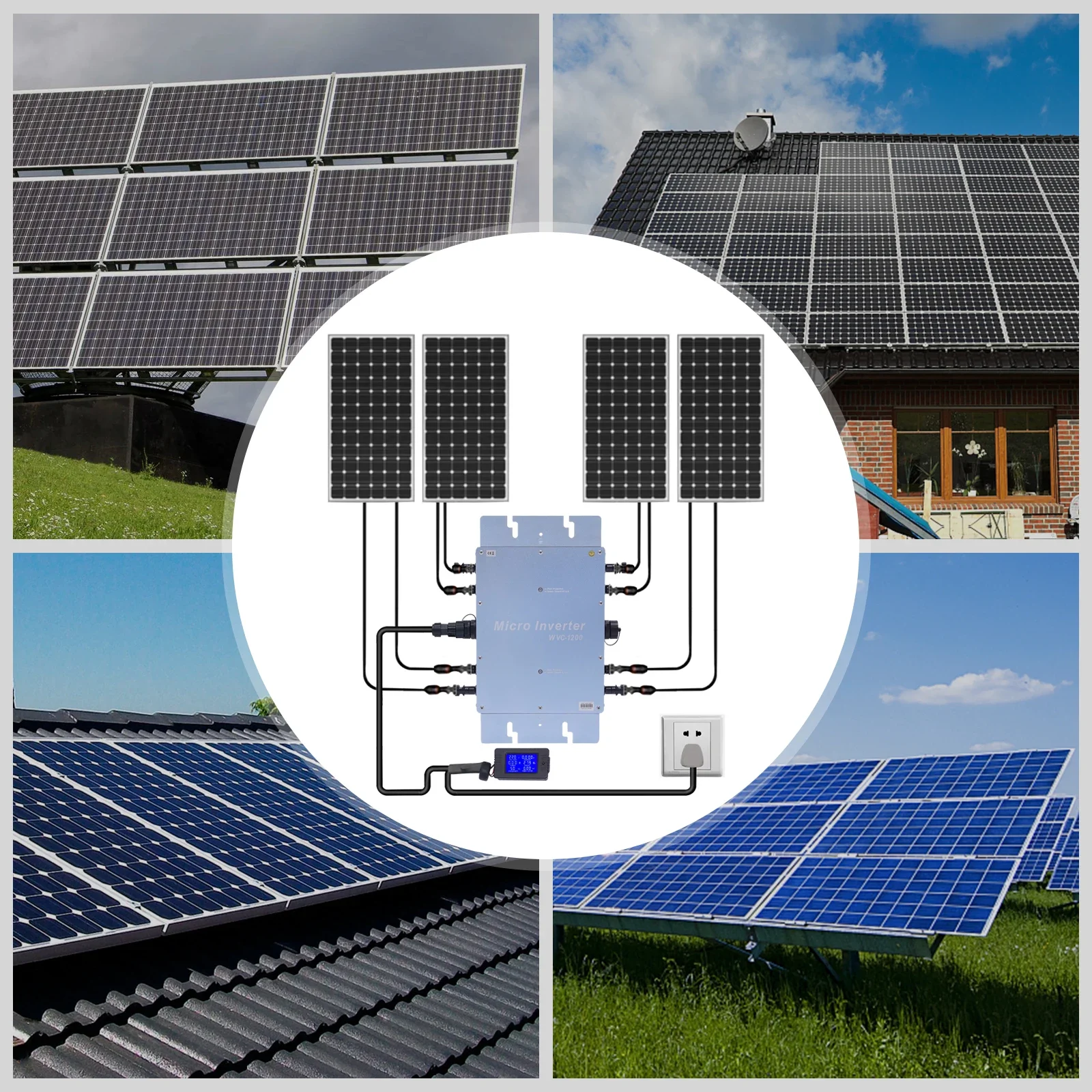 1200W Micro Inverter 92.5% Efficiency Solar Power Inverter IP65 Waterproof 1150W Grid-Tie Inverter for Residential/Commercial