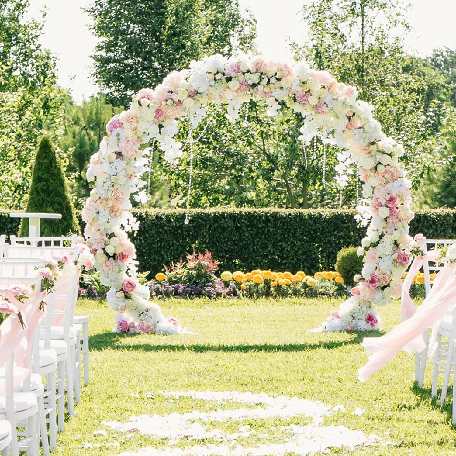 2.5*2.3M Circular Metal Arch DIY Decorative Stand Balloon Wreath Flower Vine Arch Wedding Party Golden Background Standing Arch