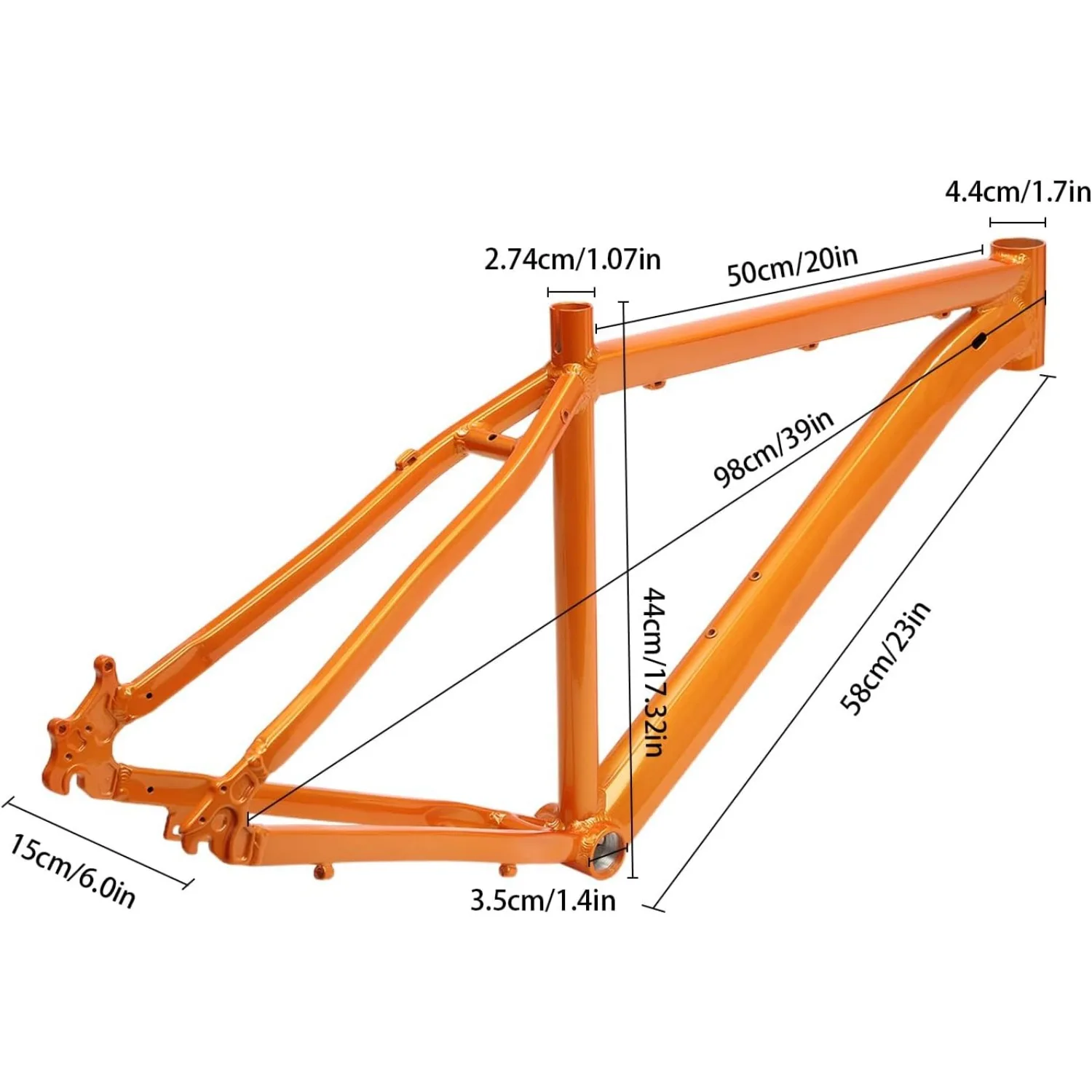 26-inch Garage Mountain Bike Frame, Alloy Bike Frame Set,Disc Bike Frame, Black Disc Bike Frame Orange / Black