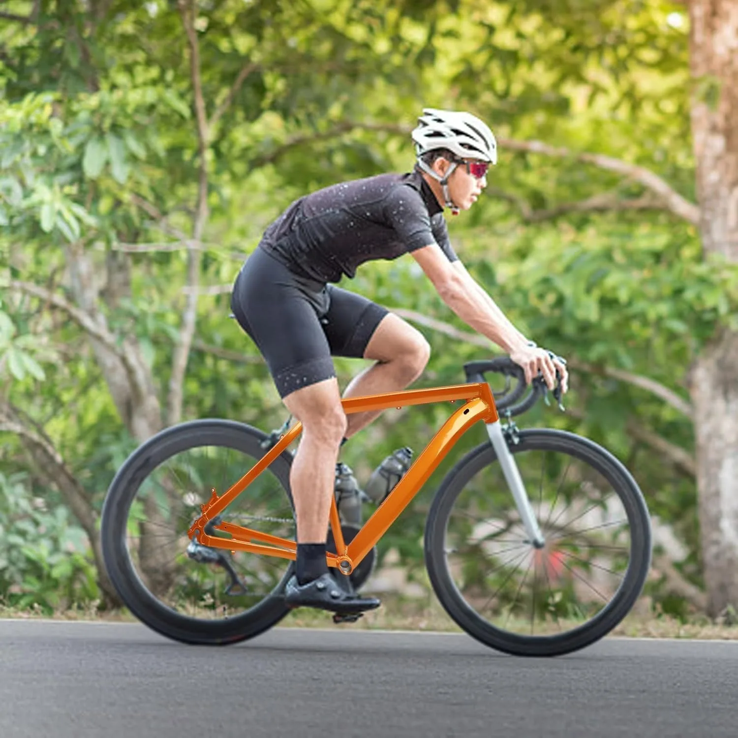 26-inch Garage Mountain Bike Frame, Alloy Bike Frame Set,Disc Bike Frame, Black Disc Bike Frame Orange / Black