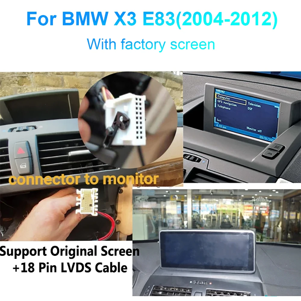 BONROAD 8+128GB Multimedia Automotive Display Touch Screen Car Radio Android Auto CarPlay For BMW X3 E83 Headunit GPS Navigation