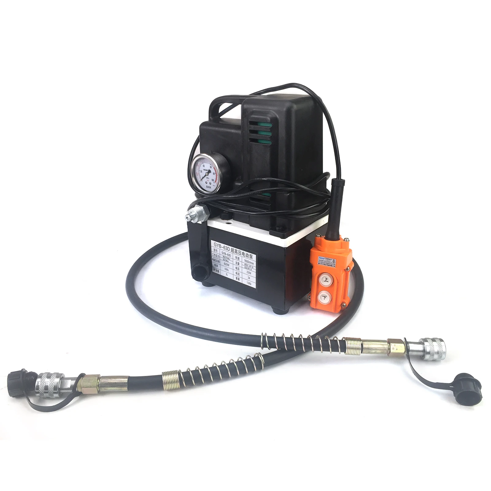1200W Electric Hydraulic Pump, Portable 3L Oil Pump, 7-70Mpa High Pressure, Single Oil Circuit with Remote Control, GYD-63D