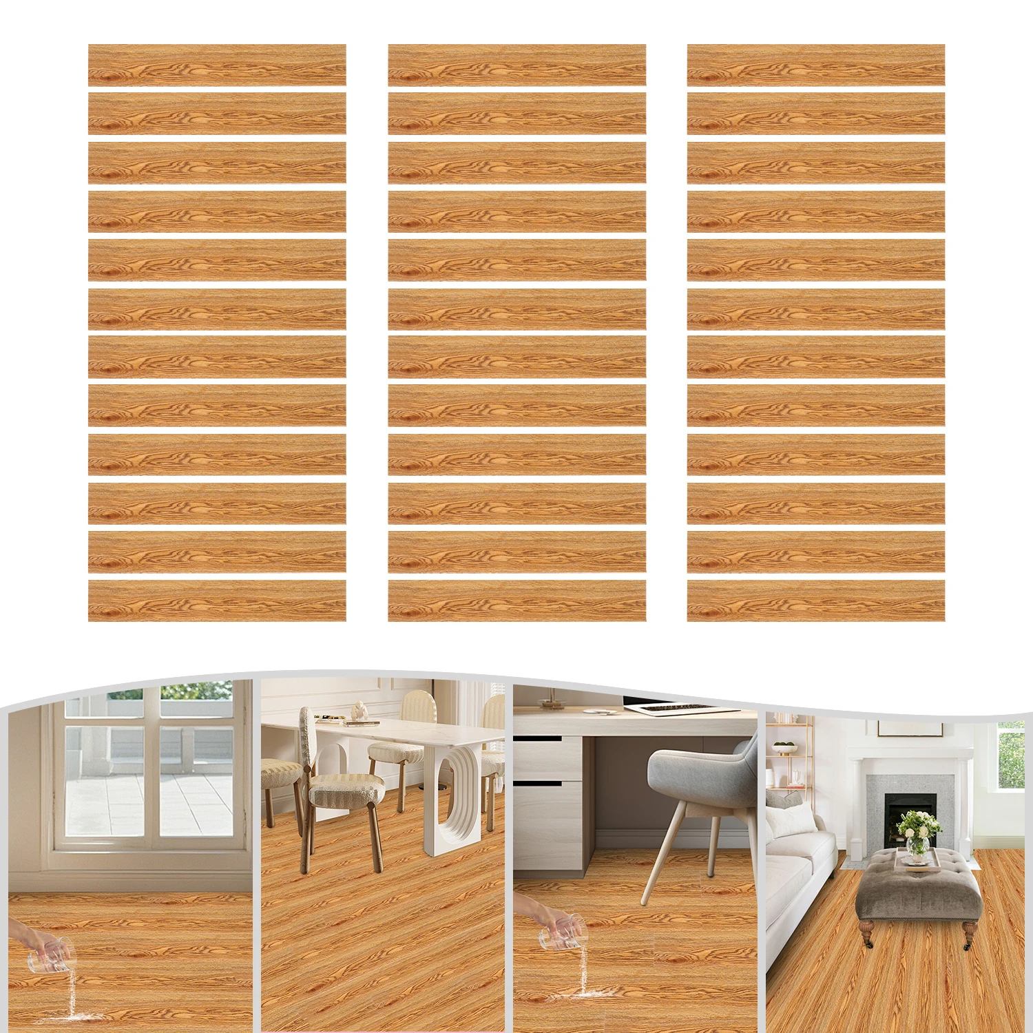 Self-Adhesive Floor Sticker Set 36 Pieces Mold-Proof Waterproof DIY for Living rooms Bedrooms Dining Rooms Kitchens Hallways