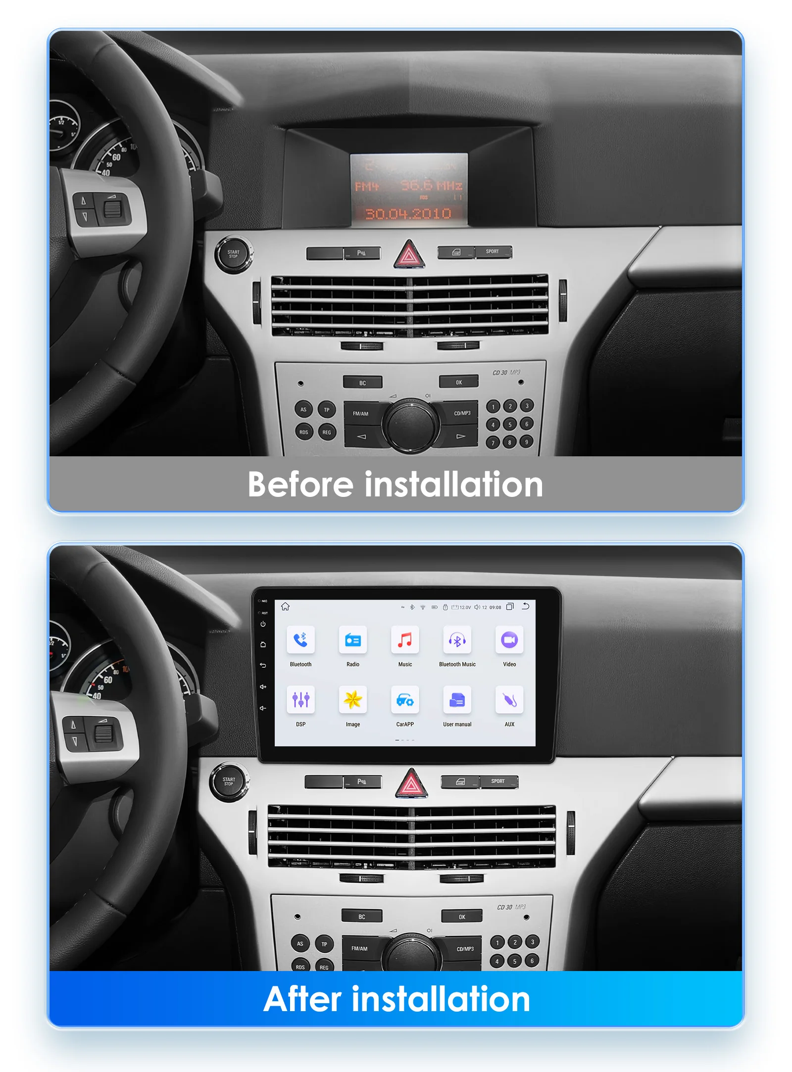 360Camera 2Din Android13 Car Multimedia GPS Player For Opel Astra H 2016-2014 Carplay Intelligent Screen 2din autoradio 4G DSP