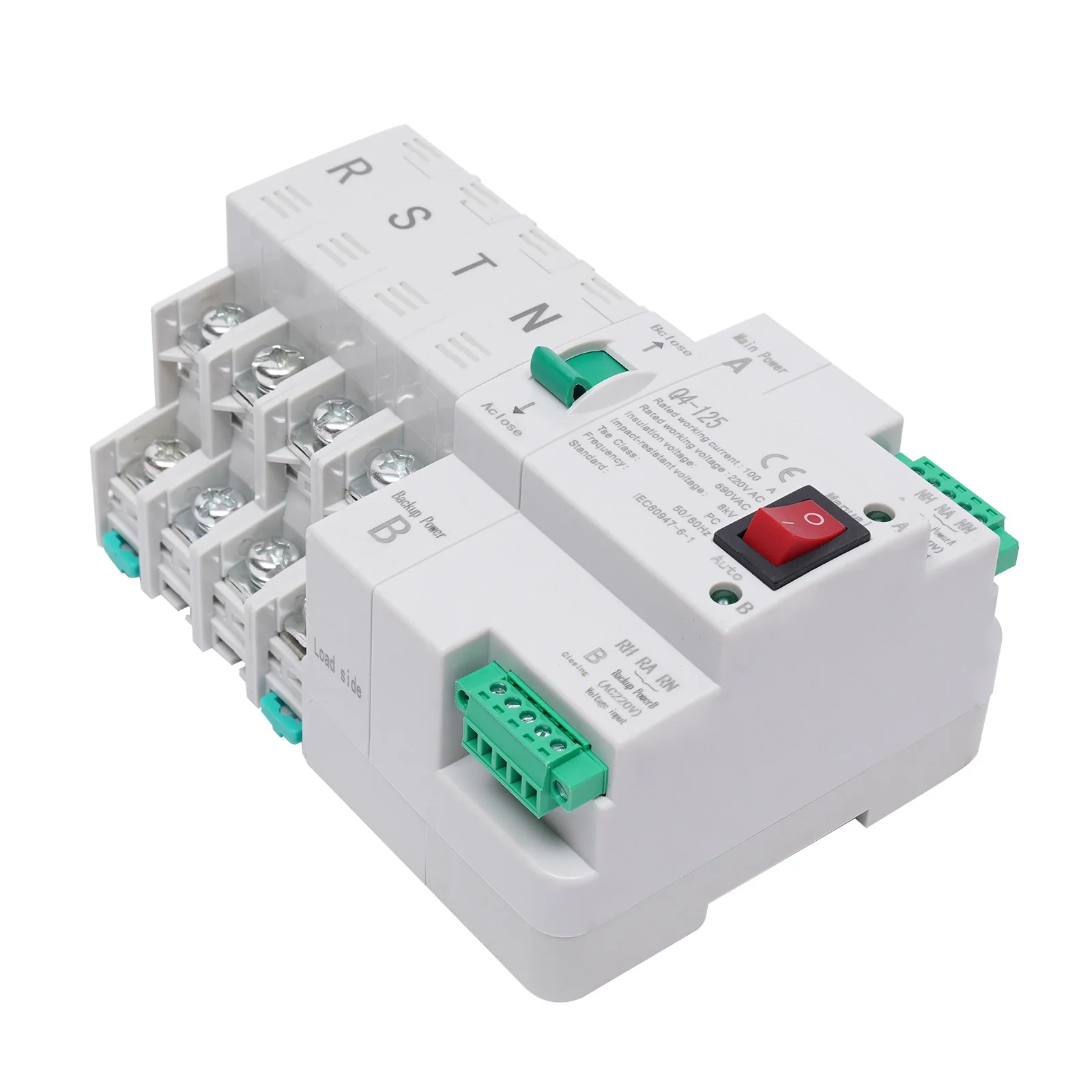 4P 100A Dual Power Transfer Switch Automatic Changeover Switch Conversion Time≤50ms Tse Class PC Used in Elevators, Firefightin