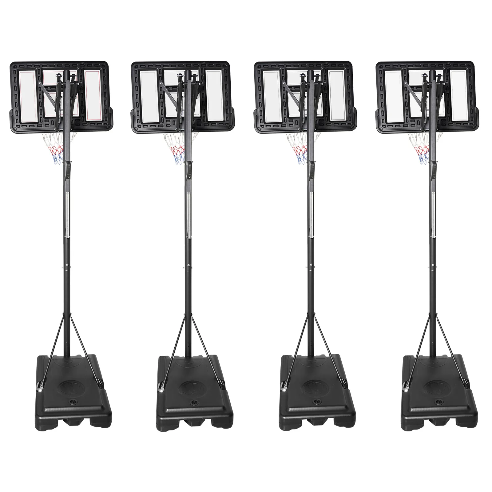 Portable Basketball Hoop Stand,Adjustable Height Portable Backboard Mechanism Kids & Adults Basketball Set Black/White/Red/Grey
