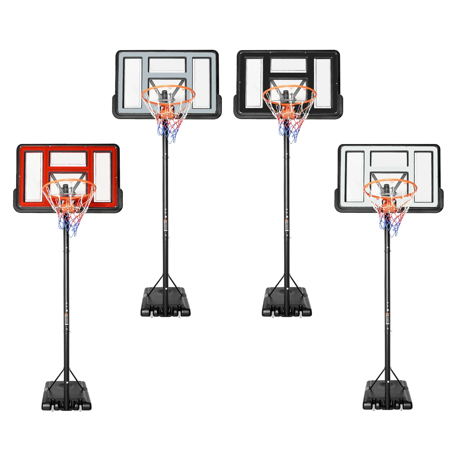 Portable Basketball Hoop Stand,Adjustable Height Portable Backboard Mechanism Kids & Adults Basketball Set Black/White/Red/Grey