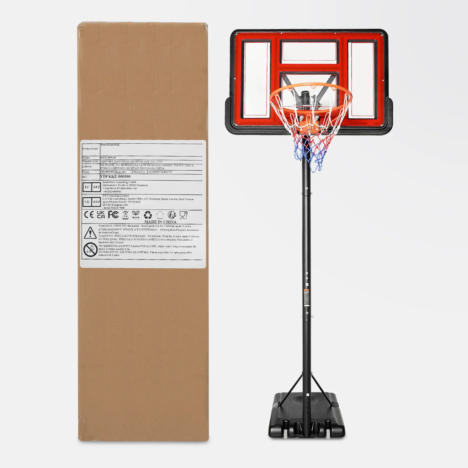 Portable Basketball Hoop Stand,Adjustable Height Portable Backboard Mechanism Kids & Adults Basketball Set Black/White/Red/Grey