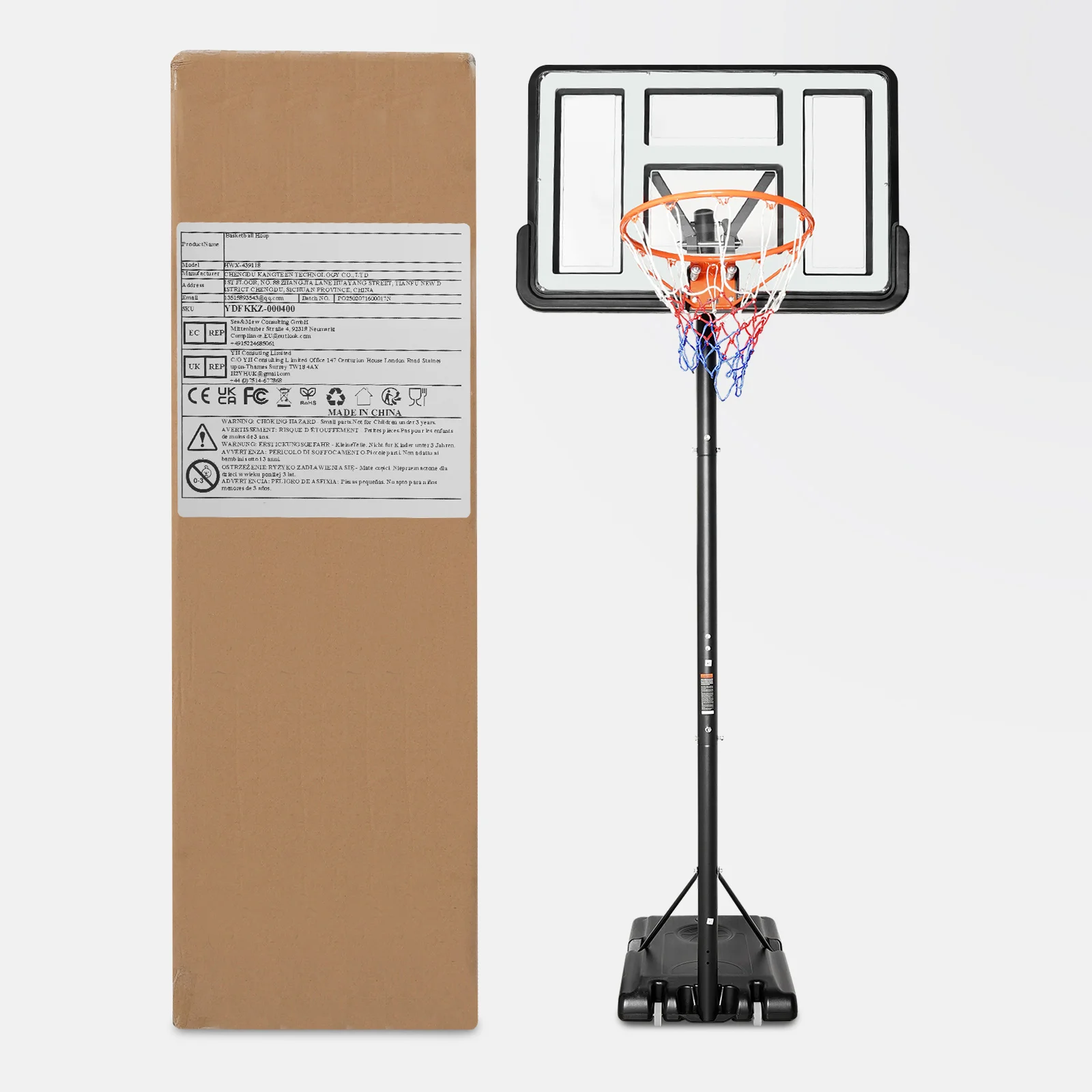 Portable Basketball Hoop Stand,Adjustable Height Portable Backboard Mechanism Kids & Adults Basketball Set Black/White/Red/Grey