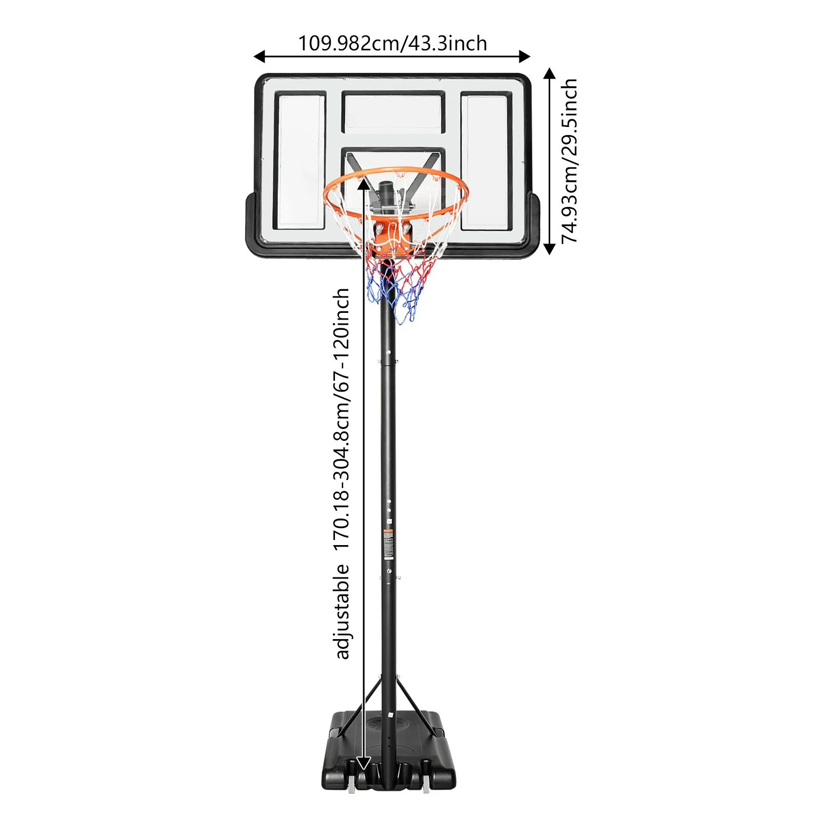 Portable Basketball Hoop Stand,Adjustable Height Portable Backboard Mechanism Kids & Adults Basketball Set Black/White/Red/Grey
