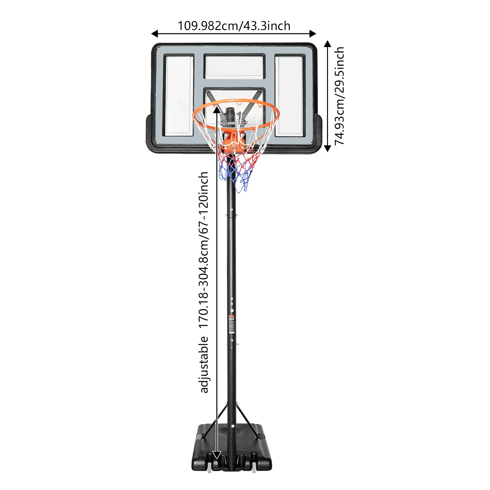 Portable Basketball Hoop Stand,Adjustable Height Portable Backboard Mechanism Kids & Adults Basketball Set Black/White/Red/Grey