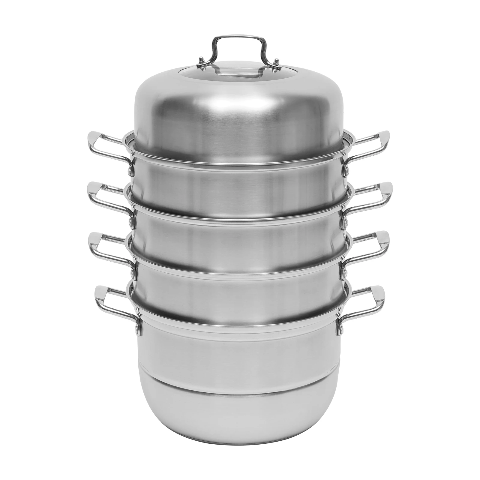 304 Stainless Steel Steamer Pot 5 Tiers Steamer 3.9in 2.38 Gallon with Steam Compartments for Gas Furnaces Induction Cookers