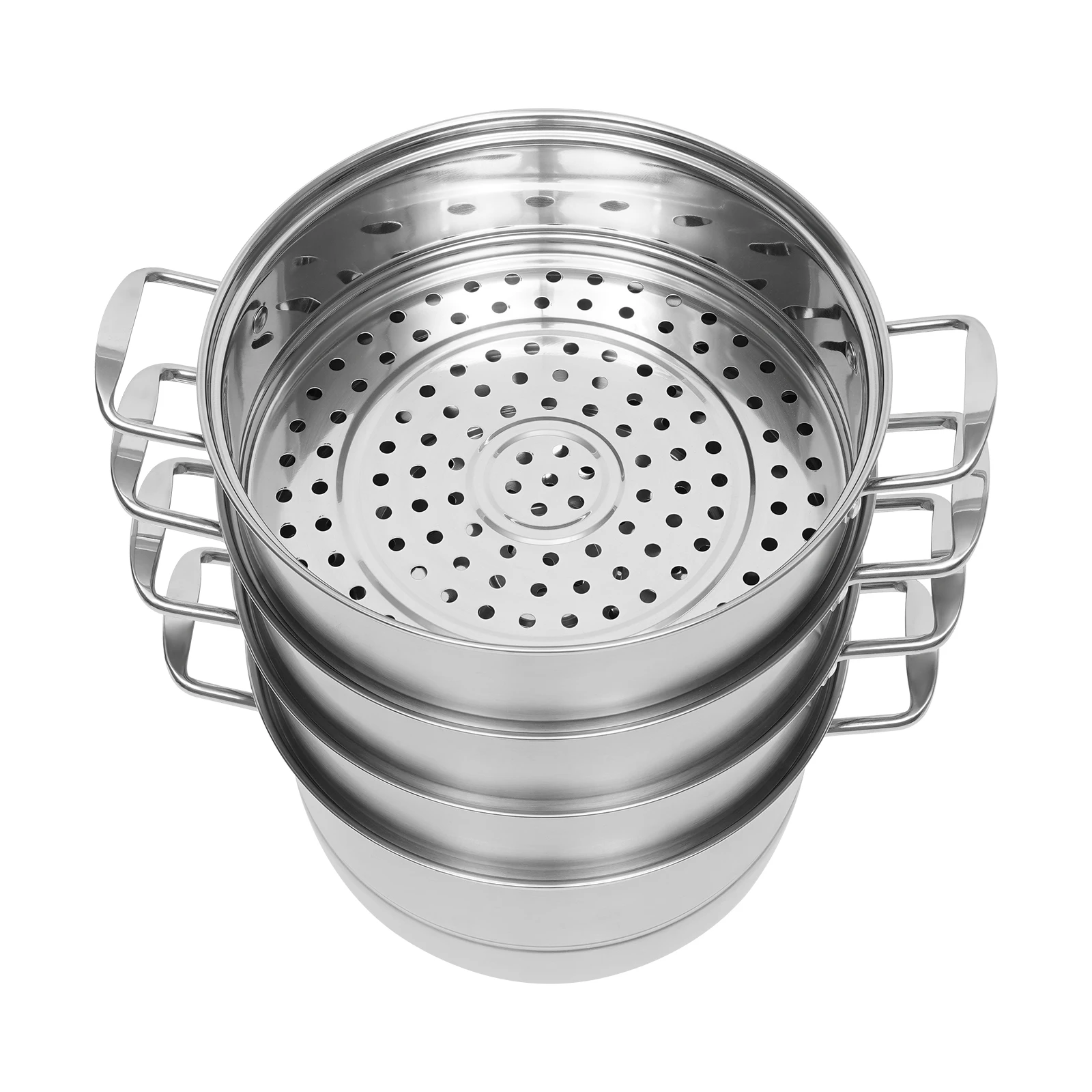 304 Stainless Steel Steamer Pot 5 Tiers Steamer 3.9in 2.38 Gallon with Steam Compartments for Gas Furnaces Induction Cookers