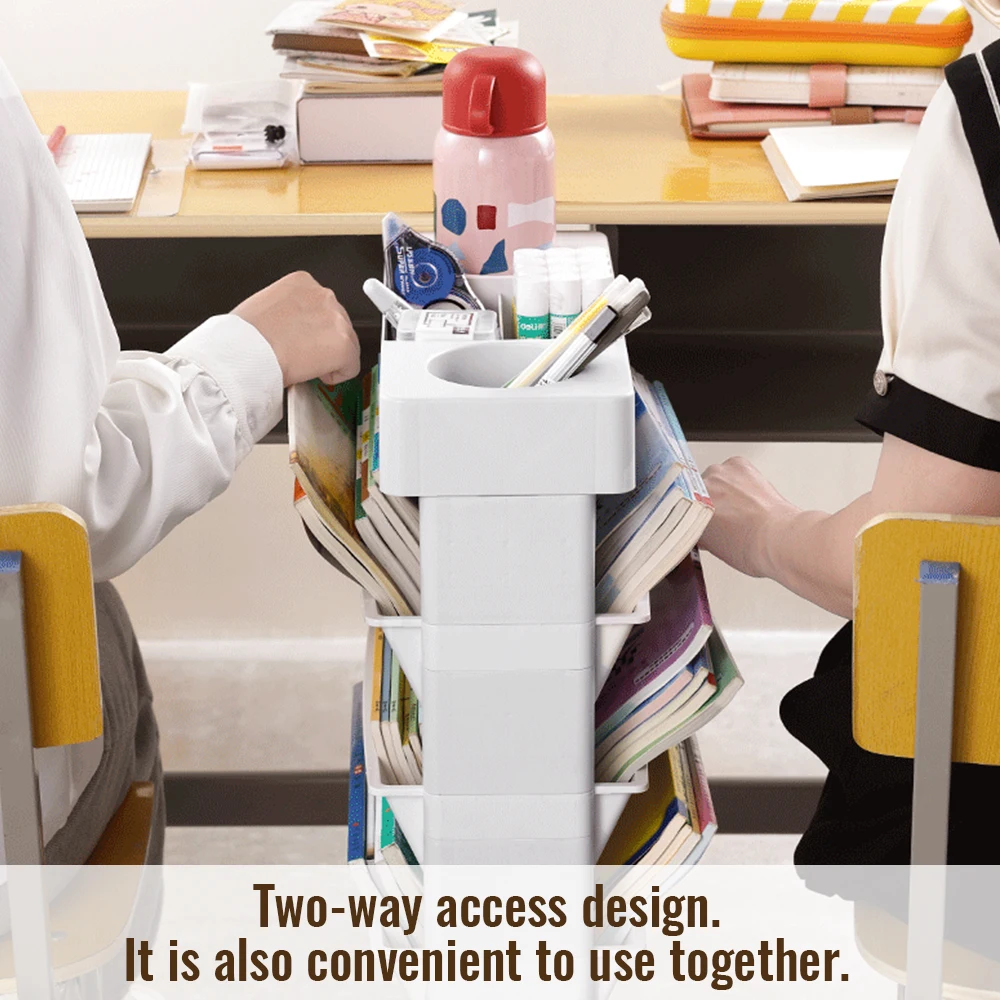 5-Layer Movable Bookshelf Trolley Document Book Magazine Stationery Trolley Classroom Office Snacks Water Bottle Storage Rack