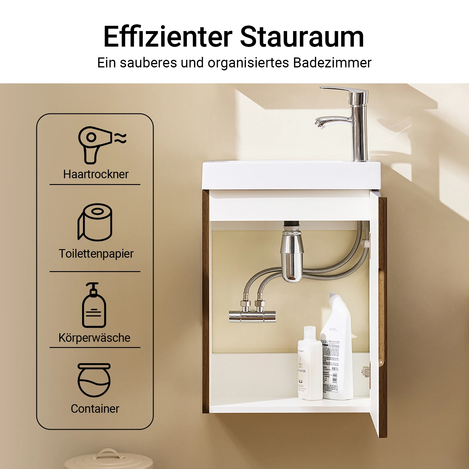 SoBuy BZR196-BR washbasin under wardrobe bathroom furniture set bathroom wardrobe hanging narrow with storage under wardrobe washbasin
