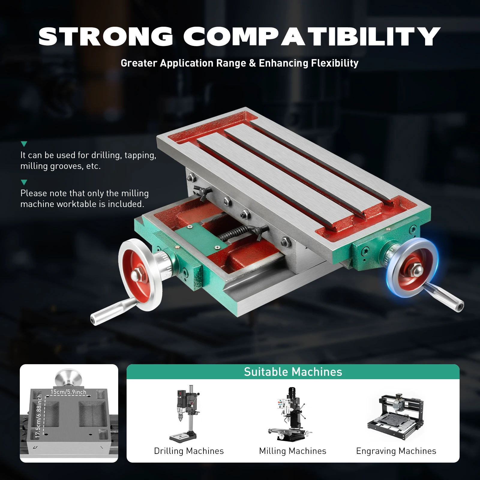 22.63x13.18inch Milling Machine Worktable,Milling XY Table,Milling Machine Table for Drilling,Tapping,Milling Grooves,Etc