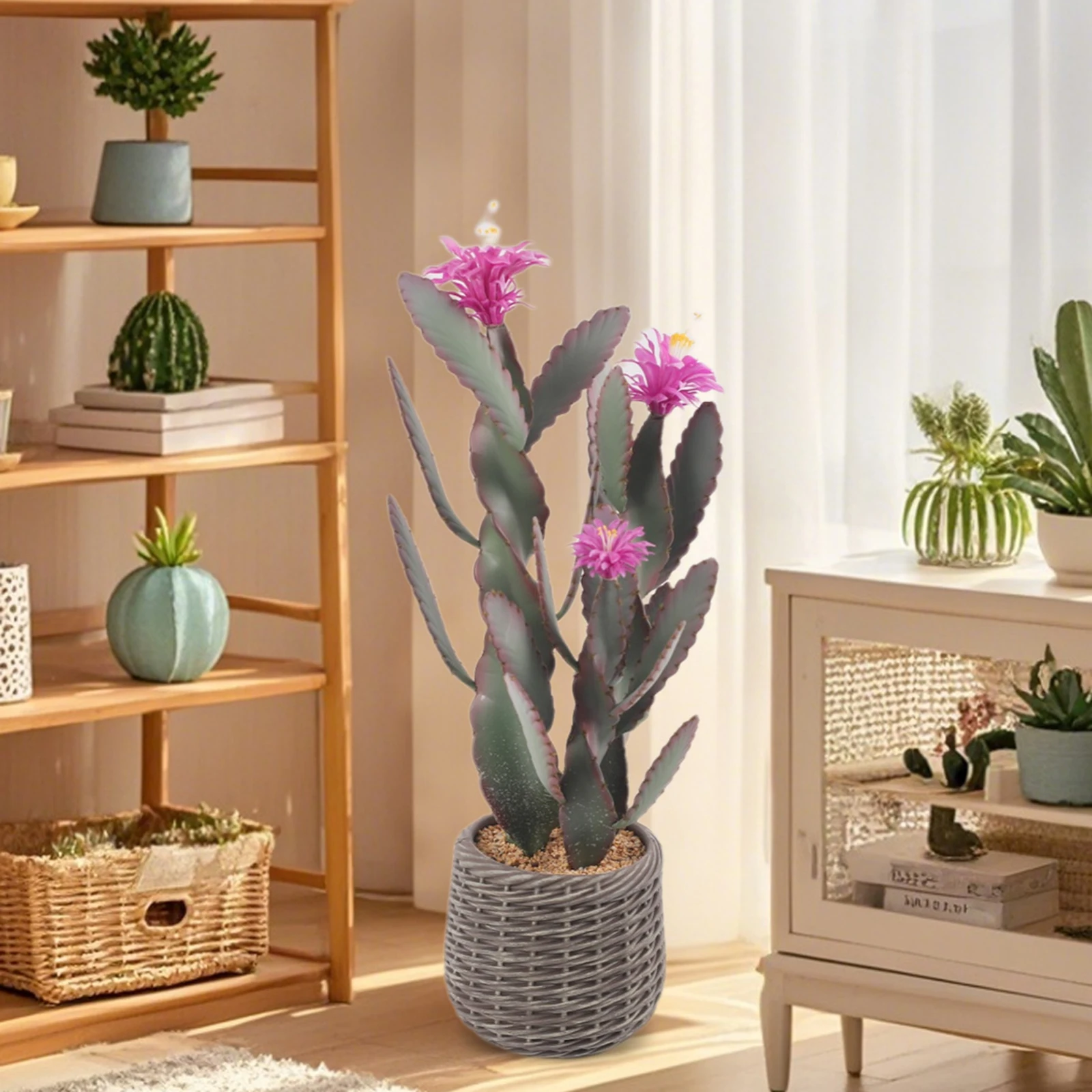92cm Artificial Cactus Plant Realistic Texture Potted Fake Cactus Faux Cactus Plant For Home Garden Office Floor Decor