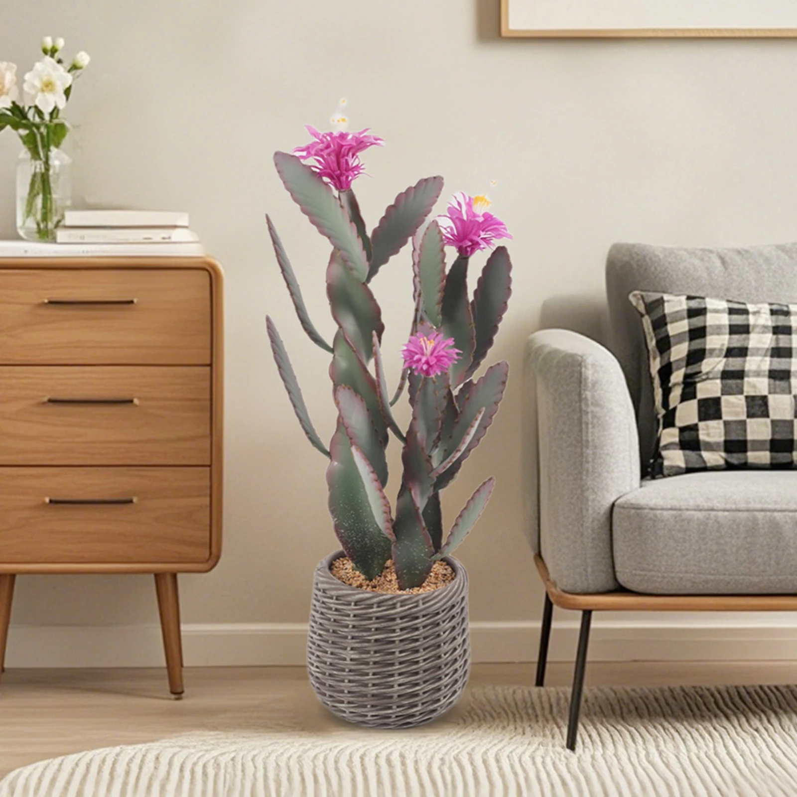 92cm Artificial Cactus Plant Realistic Texture Potted Fake Cactus Faux Cactus Plant For Home Garden Office Floor Decor