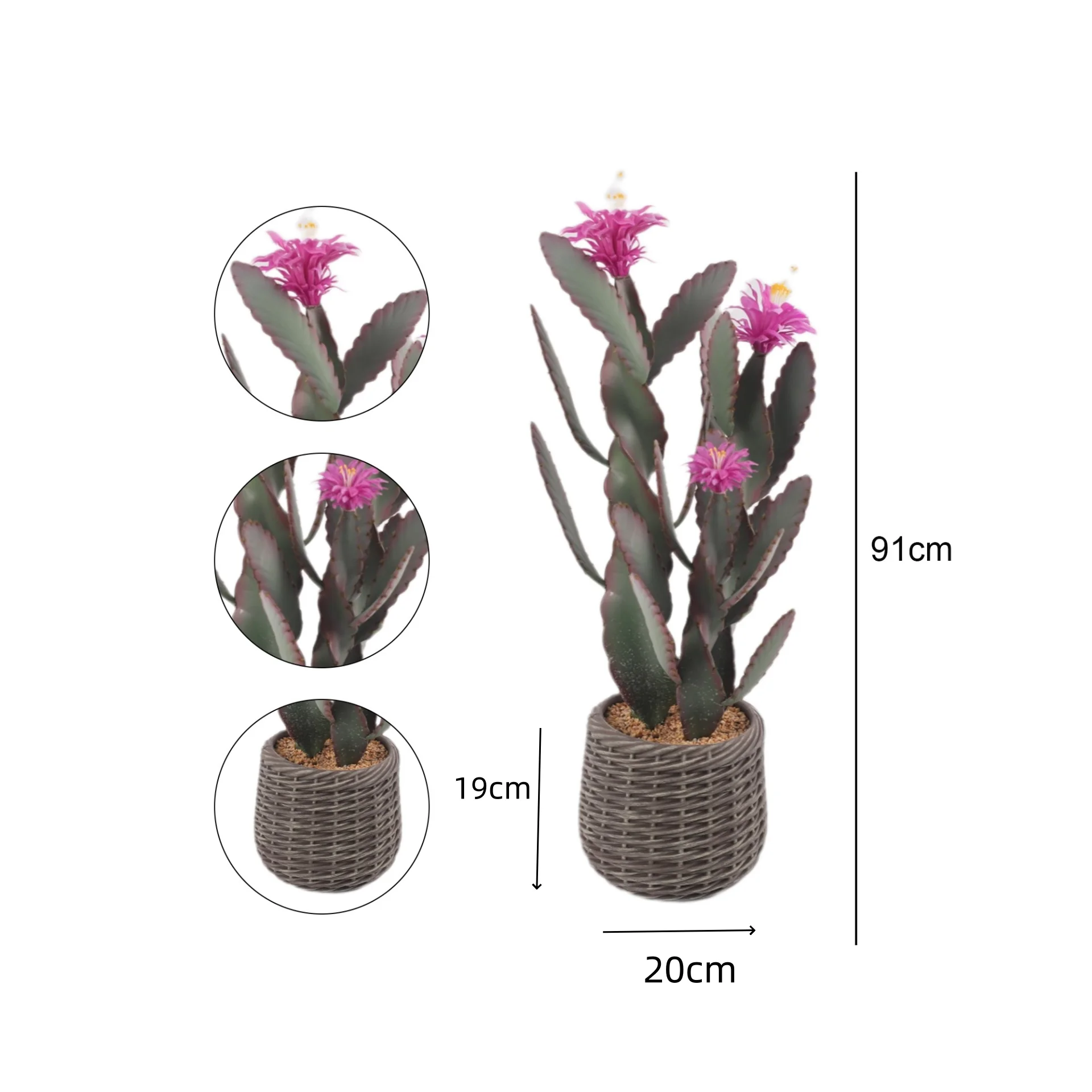 92cm Artificial Cactus Plant Realistic Texture Potted Fake Cactus Faux Cactus Plant For Home Garden Office Floor Decor