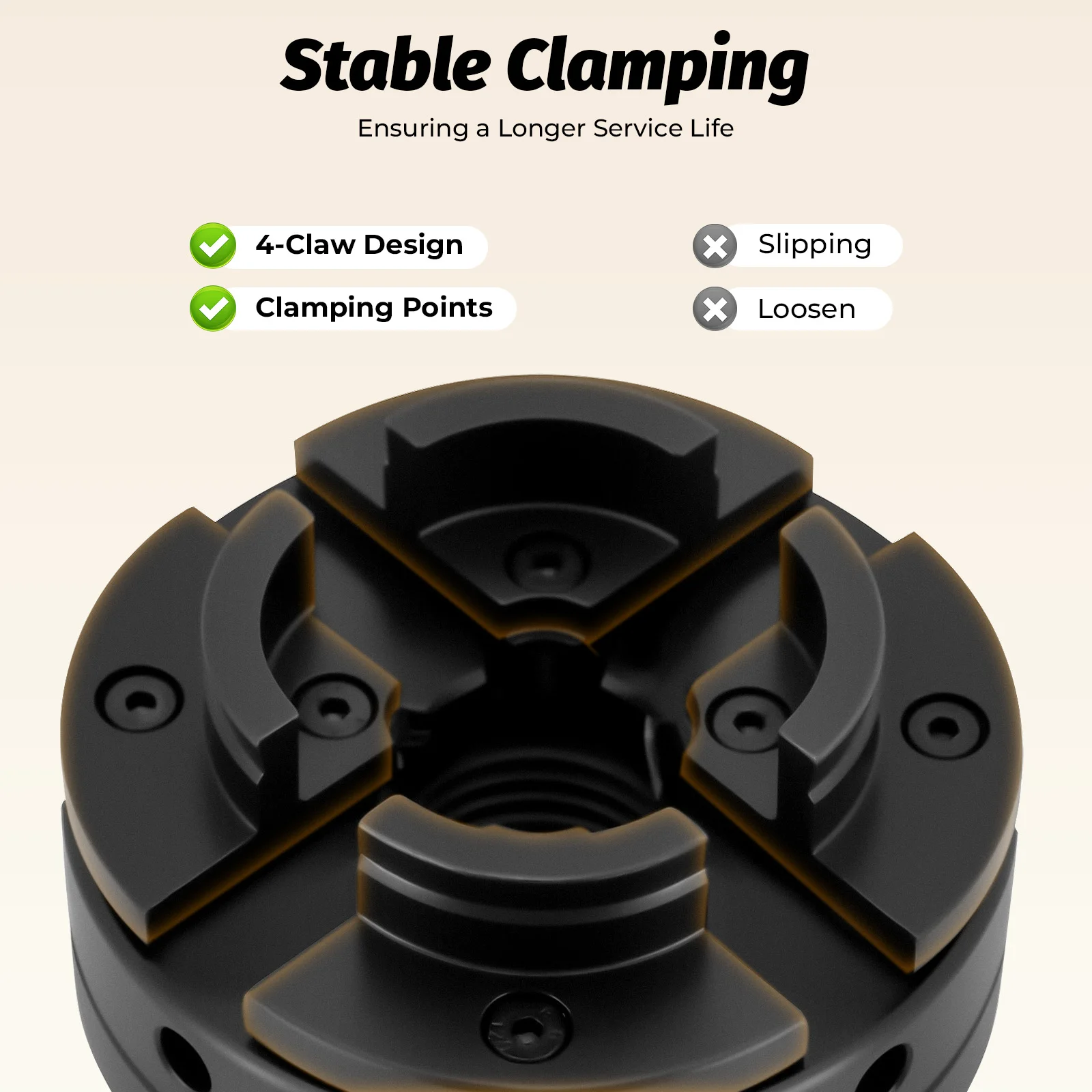 4-Jaw Chuck M33 3.5mm Independent Self-Centering,1.54-2.99in(39-76mm) Clamping Range with T-Shaped Wrench for Wood Metal Lathe