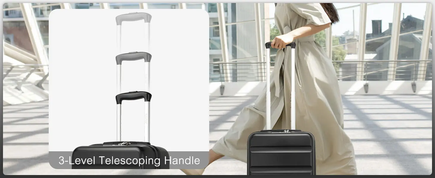KONO hand luggage Suitcase-Lightweight hard case with TSA Lock & 4 spinner wheels, cabin-fit (55/65/75cm)