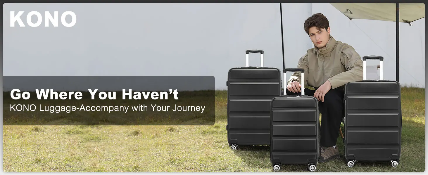 KONO hand luggage Suitcase-Lightweight hard case with TSA Lock & 4 spinner wheels, cabin-fit (55/65/75cm)