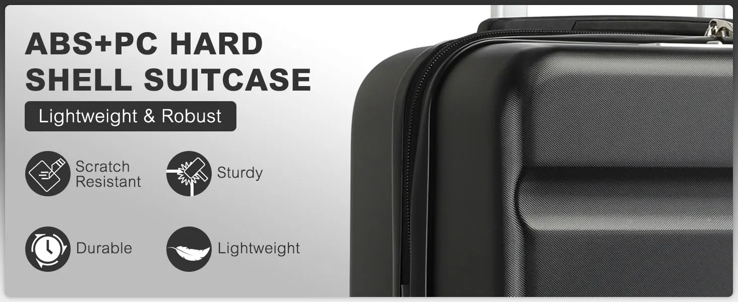 KONO hand luggage Suitcase-Lightweight hard case with TSA Lock & 4 spinner wheels, cabin-fit (55/65/75cm)